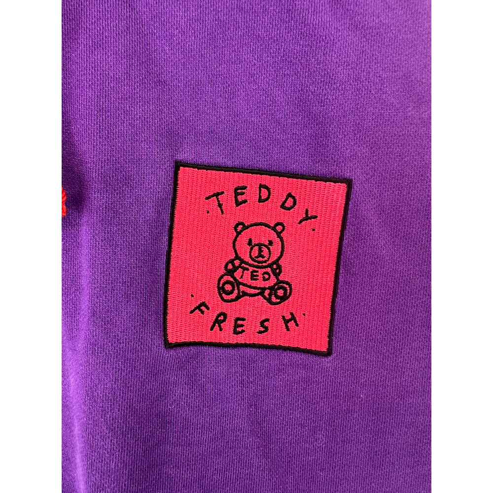 Teddy Fresh Sweater Mens Medium Hoodie Colorblock Purple Yellow Pink Casual READ - Picture 8 of 14